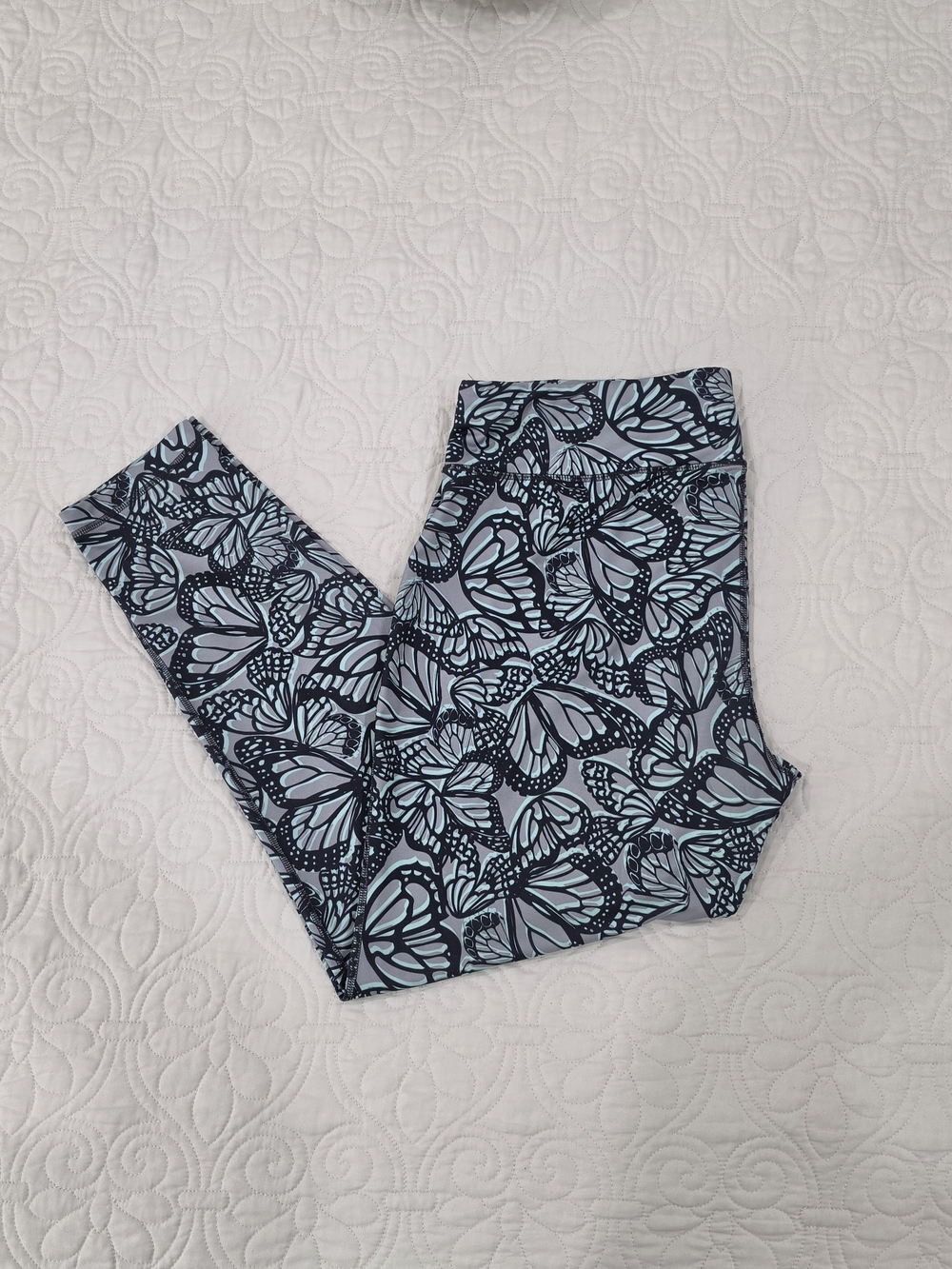 Danskin Teal/Black Butterfly Print Women's Leggings Size 16/18